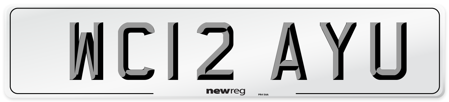 WC12 AYU Number Plate from New Reg